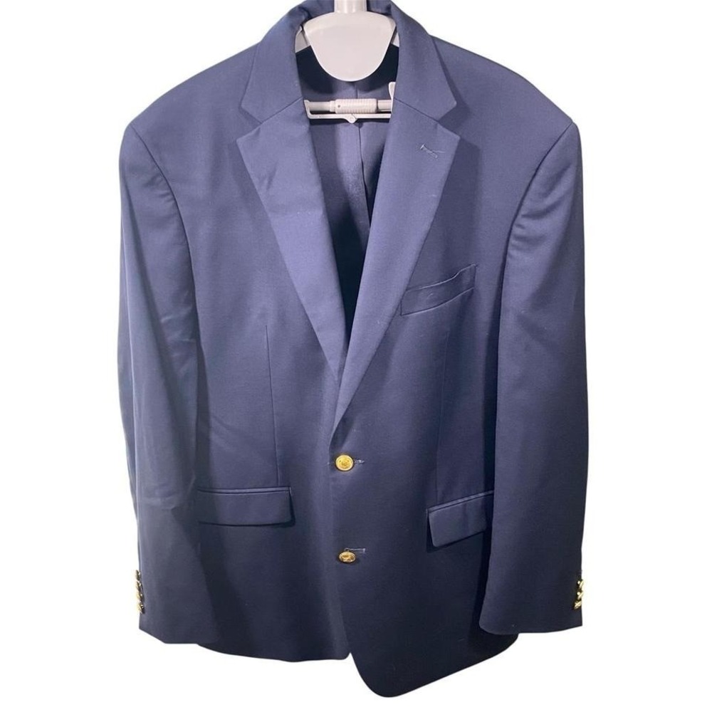 Lauren Ralph Lauren Navy Blazer 43R 100% Wool Gold‎ Buttons Classic Sport Coat
